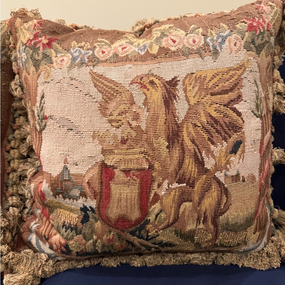 Vintage needlepoint Gerry Nichol Company pillows.